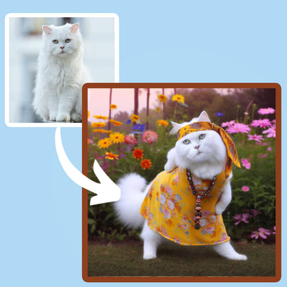 Flower Power Custom Cat Portrait