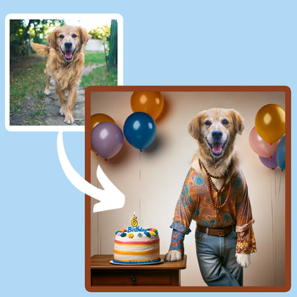 Chillin Cake Birthday Custom Dog Portrait
