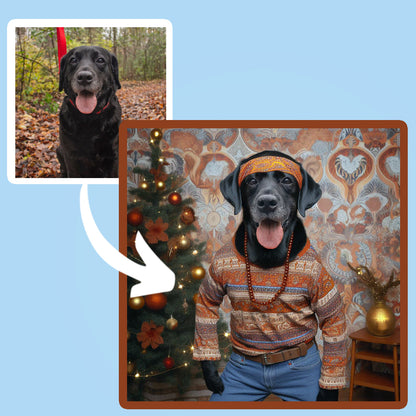 Chill Christmas Custom Dog Portrait