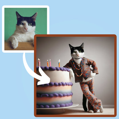 Chillin Cake Birthday Custom Cat Portrait
