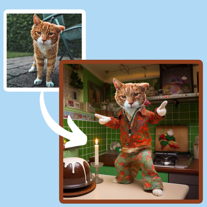 Christmas Kitchen Custom Cat Portrait